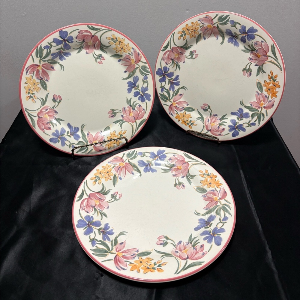 Staffordshire Floral Ceramic Dinner Plates (3pcs)